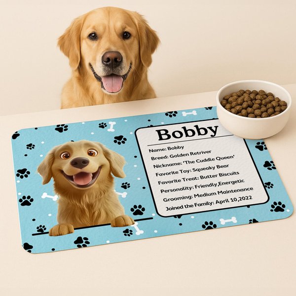 Alfombrilla absorbente personalizada en 3D con dibujo de gato, perro, pata, mensaje con su nombre y reverso de goma impermeable Regalo de cumpleaños para los amantes de las mascotas