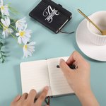 Cuaderno de bolsillo personalizada cuero de PU A7 con inicial floral y nombre accesorio de viaje regalo de fiestas para oficinistas y profesores 3