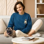 Gepersonaliseerd Multicolor Geborduurd Hond Kat Huisdier Portret Foto T-shirt Sweatshirt Hoodie met Naam Verjaardag Vakantie Cadeau voor Familie Vrienden Huisdier Liefhebbers