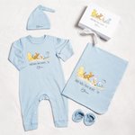 Personalized Classic Winnie the Pooh 100% Cotton Baby Romper Hat Blanket Outfit with Name and Gift Box Baby Shower Gift for Newborn New Parents