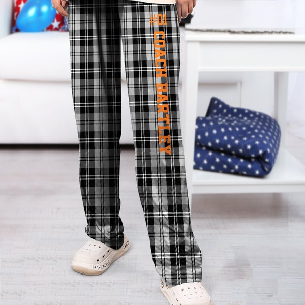 Pantalon de pyjama en flanelle avec nom et numéro de sport Cadeau d'anniversaire pour couples Amoureux du sport