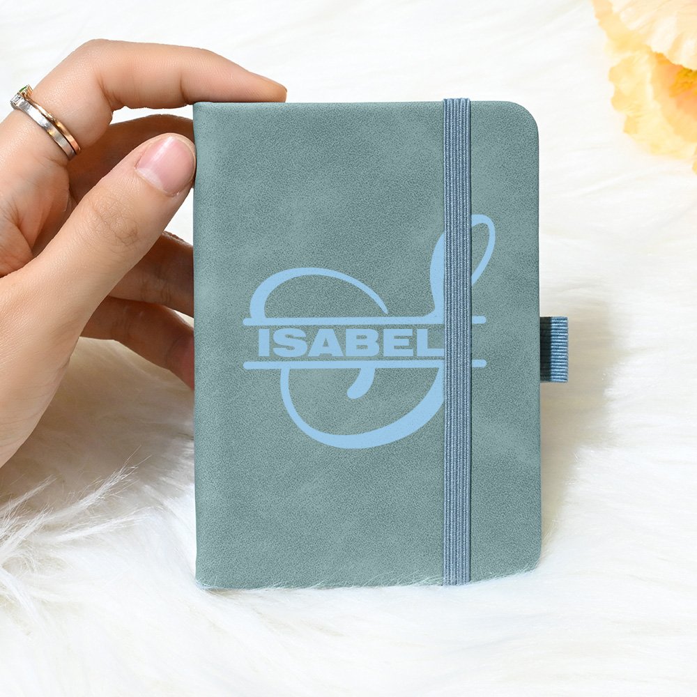 Cuaderno de bolsillo personalizada cuero de PU A7 con inicial floral y nombre accesorio de viaje regalo de fiestas para oficinistas y profesores 5