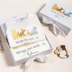 Personlig klassisk Winnie the Pooh 100% bomulls baby Romper Hat Teppe Antrekk med navn og gaveeske Baby Shower Gave til nyfødte nye foreldre