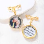 Personalisierte Bogen Zirkon Foto Revers Brosche Pin mit Text Hochzeit Graduierung Jahrestag Geschenk für Newlyweds Absolventen