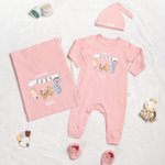 Personalized Classic Winnie the Pooh 100% Cotton Baby Romper Hat Blanket Outfit with Name Year Coming Home Baby Shower Gift for Newborn