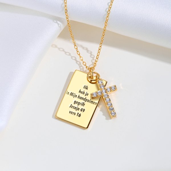 Gepersonaliseerde Geboortesteen Kruis Psalm Bijbel Vers Ketting Sierlijke Sieraden Verjaardag Religieus Doopcadeau voor Vrouwen Christenen Kinderen
