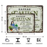 Personalisiertes Retro Garten Cartoon Charakter Metallschild mit Namen Gartendeko Einweihungsparty Geburtstag Geschenk für Oma Mama Gartenliebhaber