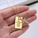 Gepersonaliseerde Geboortesteen Kruis Psalm Bijbel Vers Ketting Sierlijke Sieraden Verjaardag Religieus Doopcadeau voor Vrouwen Christenen Kinderen