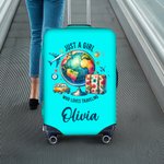 Spersonalizowany pokrowiec ochronny na bagaż Just A Girl Airplane Earth Pasuje do walizki 18-32 cali z imieniem Akcesoria podróżne Prezent urodzinowy dla dziewczynek