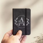 Cuaderno de bolsillo personalizada cuero de PU A7 con inicial floral y nombre accesorio de viaje regalo de fiestas para oficinistas y profesores 2