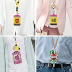 Personalised Apple Crayon Teacher PU Leather ID Badge Holder with Name and Lanyard Back to School Teacher's Day Appreciation Gift for Teacher