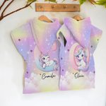 Henkilökohtainen Fantasy Unicorn Ylimitoitettu pehmeä hupullinen rantapyyhe nimellä Initial Beach Party Travel Kesäloma Syntymäpäivälahja tytöille
