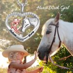 Personalised Girl and Horse Heart Necklace with Engraved Name Birthday Anniversary Gift for Horse Lovers