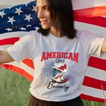 Personalized Star Flag Cowboy Boots Multicolor 100% Cotton Soft T-shirt with Name Patriotic 4th of July Independence Day Gift for Women 2