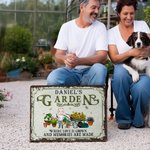 Gepersonaliseerde Cartoon Character Vintage Garden Metal Sign met naam Tuin Decor Housewarming Verjaardagscadeau voor oma mama tuinieren liefhebbers
