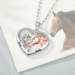 Personalised Girl and Horse Heart Necklace with Engraved Name Birthday Anniversary Gift for Horse Lovers