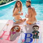 Personalised Cartoon Character Oversized Quick Dry Beach Towel with Name and Initial Summer Essentials Pool Party Birthday Gift for Family Members