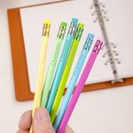 Personalised Cartoon Character Pack of 6 Pencil Set with Name Student Incentive Back to School Birthday Gift for Boys Girls