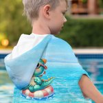 Personalizowany ręcznik plażowy z imieniem Cartoon Holiday Animals Szybkoschnący ręcznik plażowy z kapturem Niezbędnik plażowy Letnie wakacje Prezent urodzinowy dla dzieci