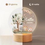 Luce notturna LED personalizzata con nome carino animale della foresta base in legno decorazione cameretta regalo di compleanno babyshower per bambini