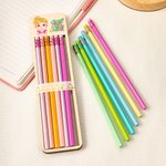 Personalised Cartoon Character Pack of 6 Pencil Set with Name Student Incentive Back to School Birthday Gift for Boys Girls