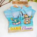 Personalizowany ręcznik plażowy z imieniem Cartoon Holiday Animals Szybkoschnący ręcznik plażowy z kapturem Niezbędnik plażowy Letnie wakacje Prezent urodzinowy dla dzieci