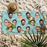 Toalla de playa de gran tamaño, de secado rápido, personalizada, de colores, con cara de flor, para fiestas en la playa, regalo de cumpleaños para amigos.
