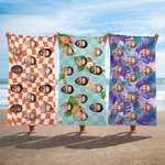 Toalla de playa de gran tamaño, de secado rápido, personalizada, de colores, con cara de flor, para fiestas en la playa, regalo de cumpleaños para amigos.