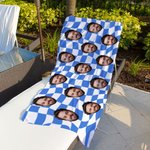 Toalla de playa de gran tamaño, de secado rápido, personalizada, de colores, con cara de flor, para fiestas en la playa, regalo de cumpleaños para amigos.