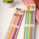 Personalised Cartoon Character Pack of 6 Pencil Set with Name Student Incentive Back to School Birthday Gift for Boys Girls