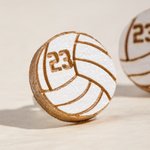 Henkilökohtainen lentopallo puinen Stud korvakorut kaiverrettu numerot syntymäpäivä vuosipäivä Game Day lahja lentopallo pelaajat joukkuetoverit
