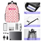 Sac à dos personnalisé Coquette Bow Floral Name Initial Large Kid Backpack Back to School Birthday Gift for Boys Girls
