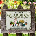 Gepersonaliseerde Cartoon Character Vintage Garden Metal Sign met naam Tuin Decor Housewarming Verjaardagscadeau voor oma mama tuinieren liefhebbers