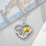 Personalised Girl and Horse Heart Necklace with Engraved Name Birthday Anniversary Gift for Horse Lovers