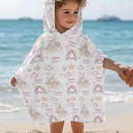 Personlig prinsesseslott Mykt hettehåndkle med hette med navn Bursdag Barnas dag Strandbassengfestgave til barn