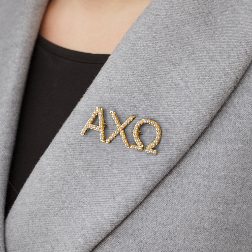 Personalized Pearl Sorority Brooch Pin with Greek Letter Sorority Accessories Initiation Ceremonie Gift for Sister | Callie × Affinity Licensing 1