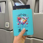 Personalised Just A Girl Who Loves Traveling PU Leather Passport Holder Luggage Tag with Name Birthday Gift for Girl