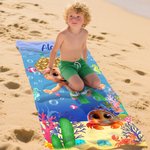 Telo mare personalizzato con nome e carino animale marino in 3D ad asciugatura rapida morbido e oversize regalo per ragazzi