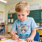 Personalized Here I Come Cartoon Character Stationery Kid T-shirt with Name and Grade Back to School Birthday Gift for Boys Girls
