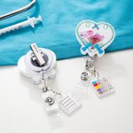 Personalizada Orden de Dibujar Tubos de Laboratorio Corazón Agitador Insignia retráctil Carrete con Nombre Apreciación Cumpleaños Regalo para Enfermera Trabajador de la Salud