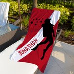 Personalisiertes Strandtuch mit Taucher-Sihouette und Text Schnelltrocknendes Badetuch Urlaub Reisen Geburtstag Geschenk für Taucher