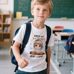 Personalized Here I Come Cartoon Character Stationery Kid T-shirt with Name and Grade Back to School Birthday Gift for Boys Girls