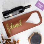 Personalized Scripty Style PU Leather Protective Wine Bag with Name and Handle  Dinner Party Anniversary Wedding Gift for Wine Lover