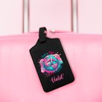 Personalised Just A Girl Who Loves Traveling PU Leather Passport Holder Luggage Tag with Name Birthday Gift for Girl