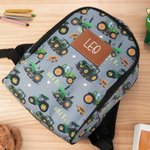 Personalized Green Tractor Design Kid Travel Backpack with Pen Case and Name Back to School  Birthday Gift for Boys Girls