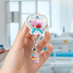 Personalizada Orden de Dibujar Tubos de Laboratorio Corazón Agitador Insignia retráctil Carrete con Nombre Apreciación Cumpleaños Regalo para Enfermera Trabajador de la Salud