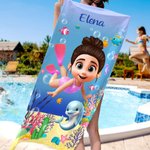 Telo mare personalizzato con nome e carino animale marino in 3D ad asciugatura rapida morbido e oversize regalo per ragazzi