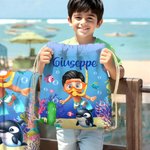 Telo mare personalizzato con nome e carino animale marino in 3D ad asciugatura rapida morbido e oversize regalo per ragazzi