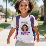 Personalized Here I Come Cartoon Character Stationery Kid T-shirt with Name and Grade Back to School Birthday Gift for Boys Girls