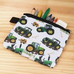 Personalized Green Tractor Design Kid Travel Backpack with Pen Case and Name Back to School  Birthday Gift for Boys Girls